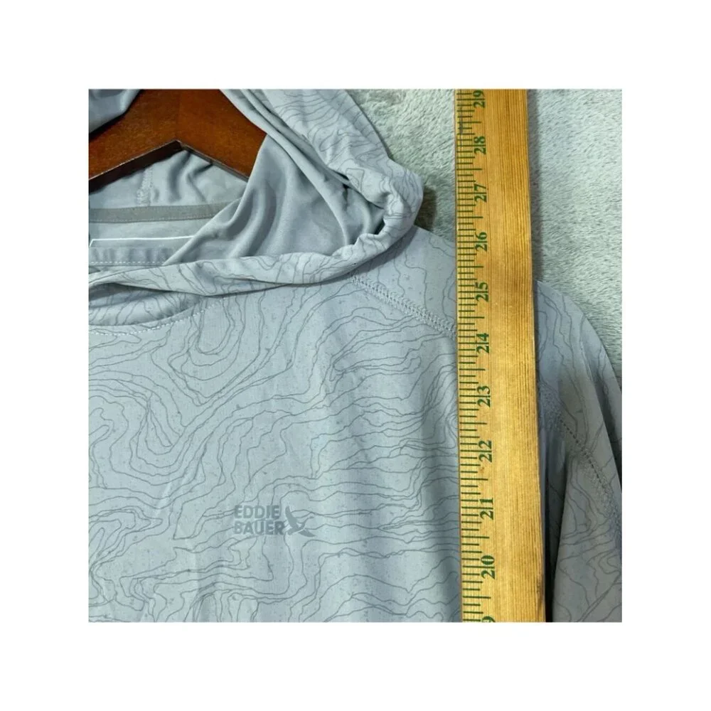 Eddie Bauer Men's S Gray Pattern Solarfoil Hoodie Lightweight Activewear